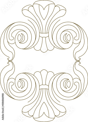 Vector sketch illustration of the silhouette of a classic ethnic vintage traditional floral ornament design for completeness of the image 