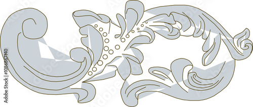 Vector sketch illustration of the silhouette of a classic ethnic vintage traditional floral ornament design for completeness of the image 