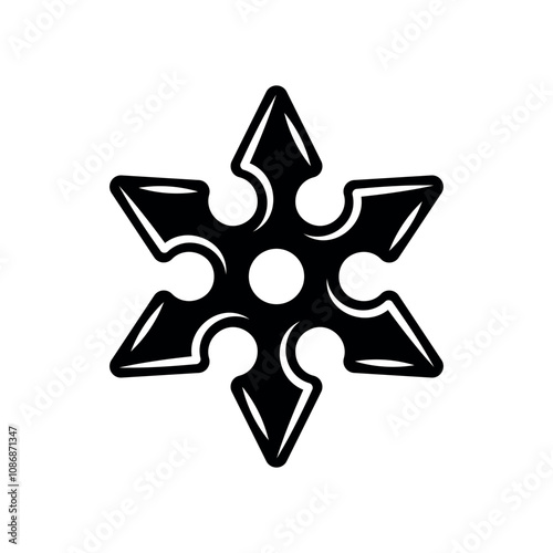 Shuriken ninja weapon vector black silhouette object isolated on white background