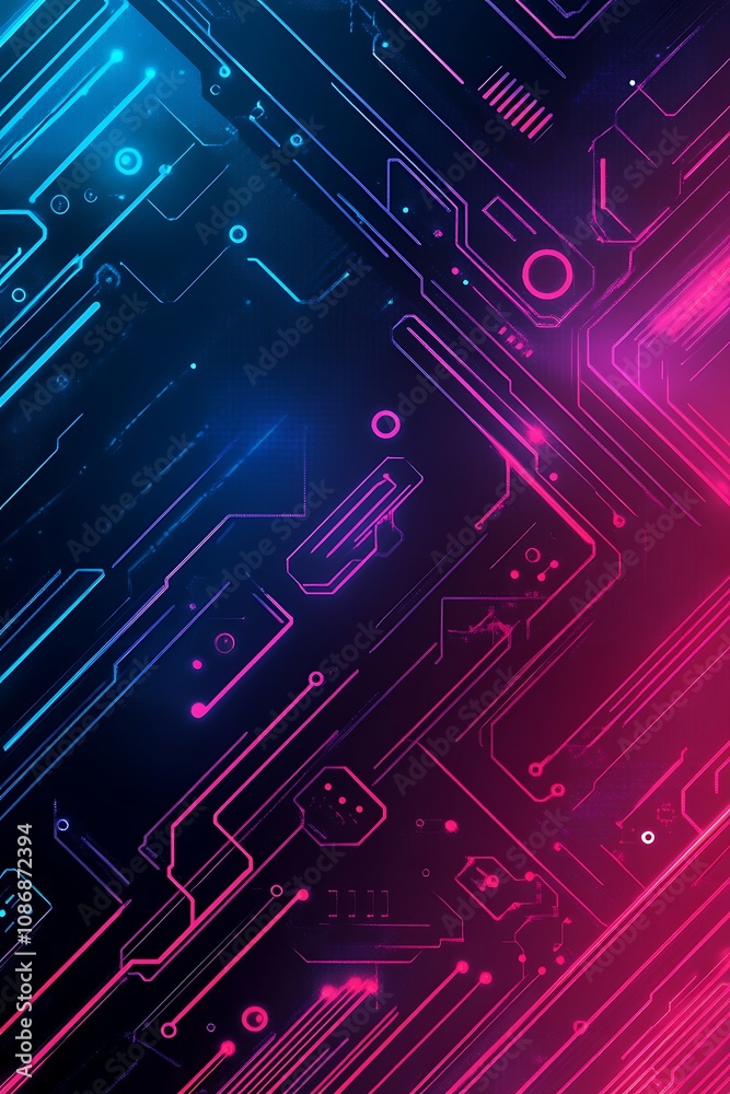 Futuristic Abstract Background with Neon Circuits and Lines in Blue and Pink, Ideal for Technology and Digital Design Concepts Futuristic Abstract Background with Neon Circuits and Lines in Blue and Pink, Ideal for Technology and Digital Design Concepts