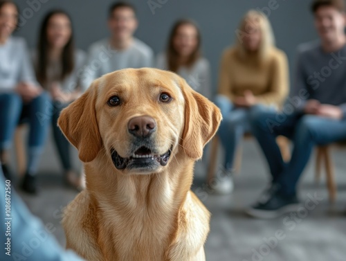 Friendly Labrador Retriever in Meeting photo