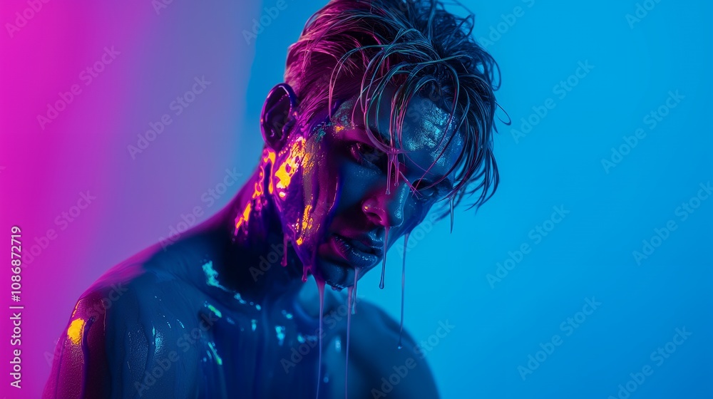 The man bath in latex The man bath in latex