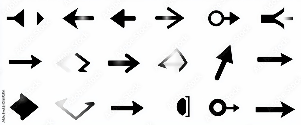 Flat Black Arrow Icons Set for Business and Technology Flat Black Arrow Icons Set for Business and Technology