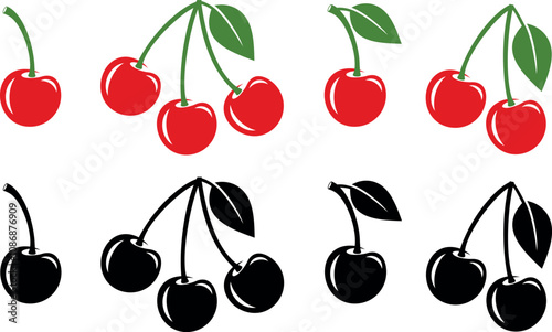 Cherry logo. Isolated cherry on white background