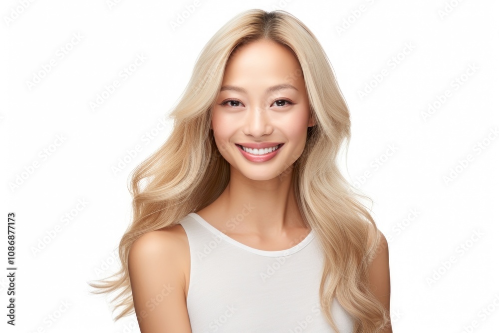 Happy asian blond woman portrait adult smile. Happy asian blond woman portrait adult smile.