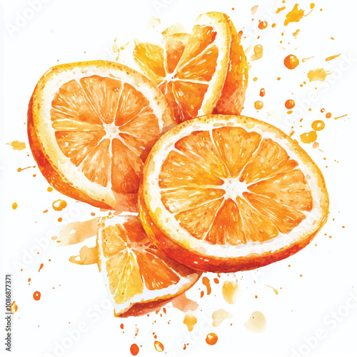 Orange splash watercolor clipart illustration