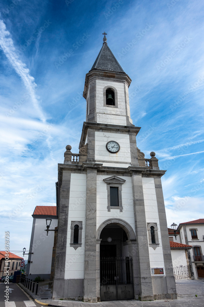 Church of Santa Maria from the 18th century in Muros de Nalon. Asturias, Spain. Church of Santa Maria from the 18th century in Muros de Nalon. Asturias, Spain.