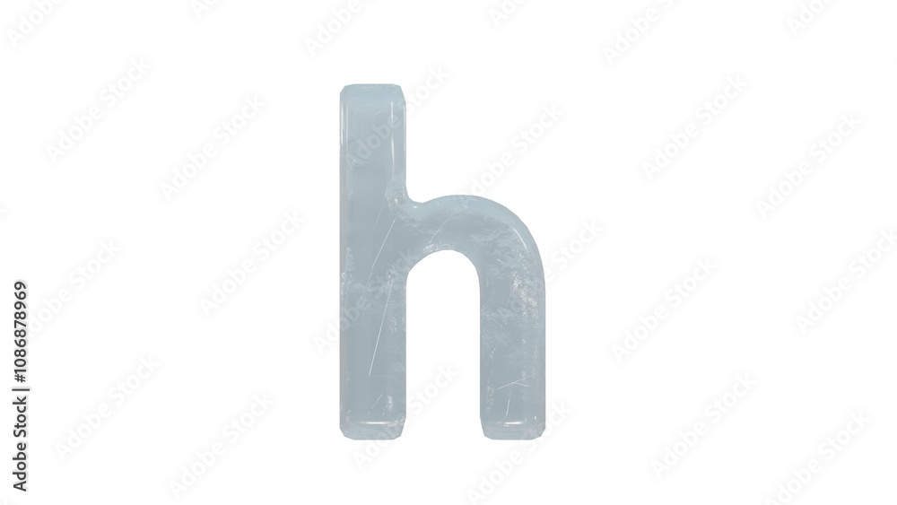  Ice  font letter h small on transparent background