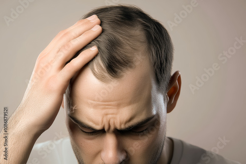 Man with headache holding his skull
