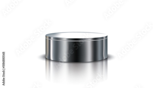 3D realistic cylinder podium silver on white background