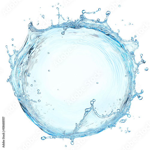 splashing water in circular shape isolated on transparent