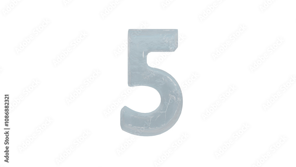 Ice font letter number 5 on transparent background Ice font letter number 5 on transparent background
