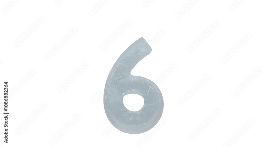 Ice font letter number 6 on transparent background Ice font letter number 6 on transparent background