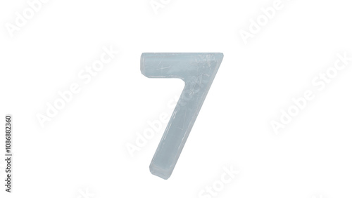  Ice font letter number 7 on transparent background