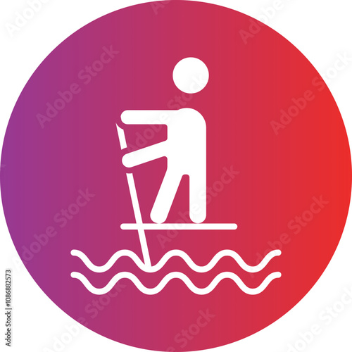 Standup Paddleboarding Icon Style