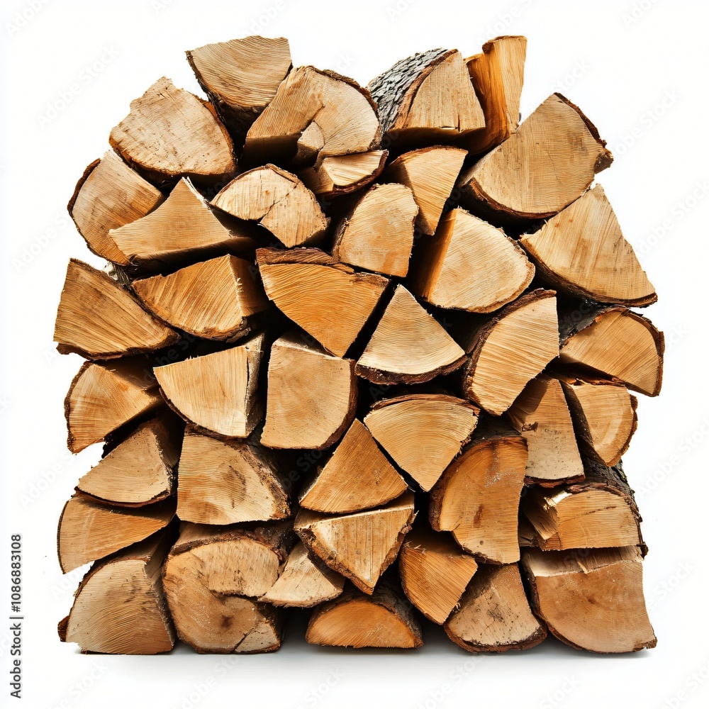 Fototapeta premium Stack of Firewood Cut Logs Wooden Fuel Winter Heat