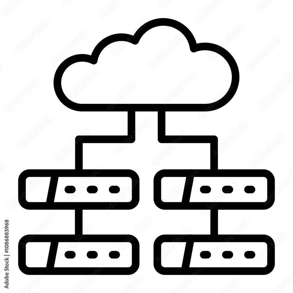 MultiCloud Vector Line Icon Design MultiCloud Vector Line Icon Design