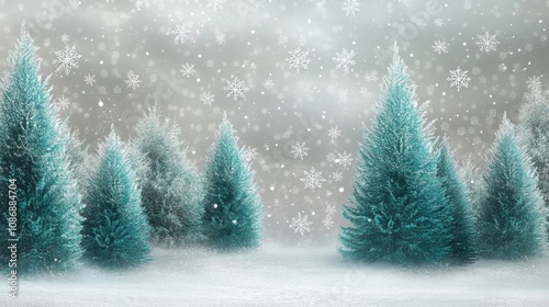 Enchanted Winter Forest Scene with Glistening Snowflakes