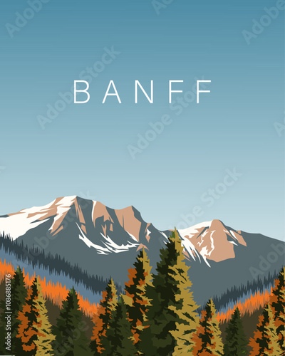 Banff national park, travel poster, card