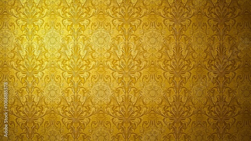 Elegant Golden Floral Pattern Wallpaper Background with Intricate Detailing and Subtle Light Effects