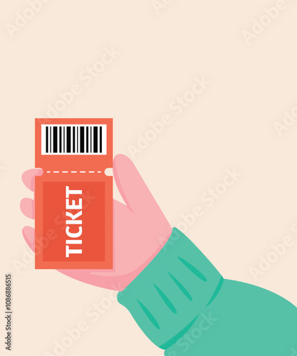 Illustration pov people holding ticket photo