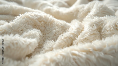 Close-up of soft, white fur fabric.