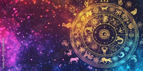 Astrology chart for fortune telling and numerology to predict the future, background with copy space