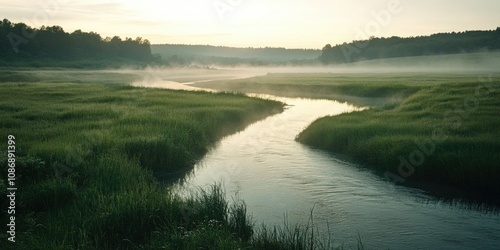 Serene Sunset Swamp Scenery