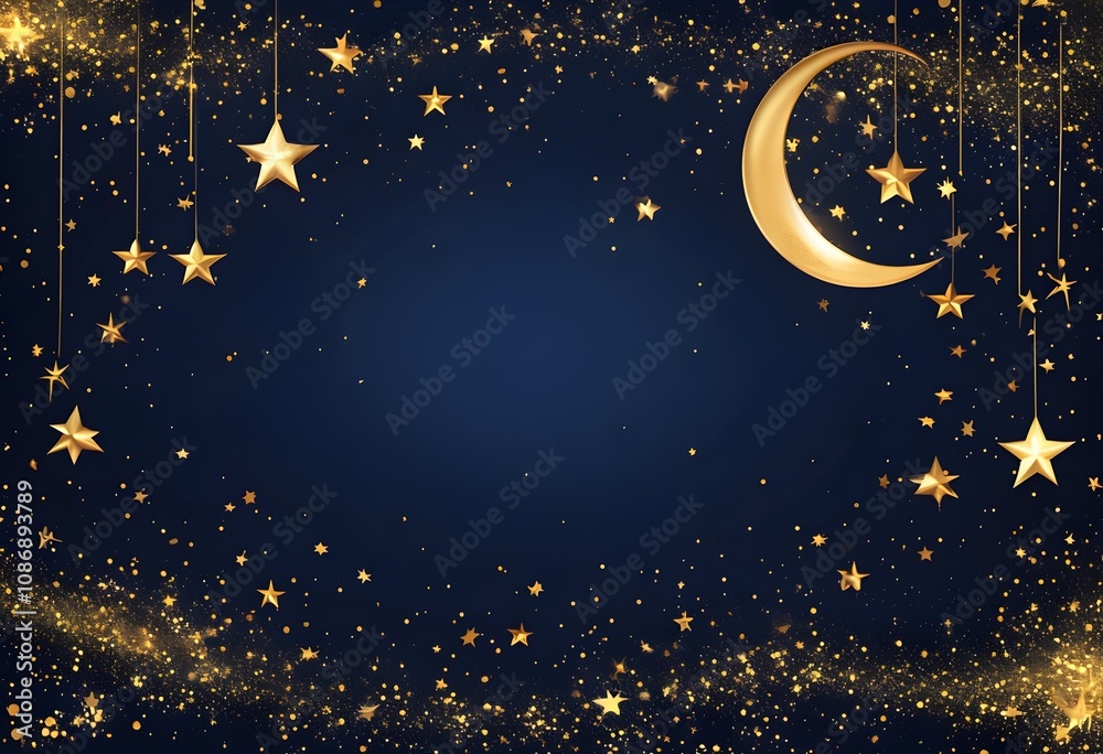 Celestial Luxury Theme – Midnight Blue Background with Golden Stars, Crescent Moons, and Magical Glitter Trails Celestial Luxury Theme – Midnight Blue Background with Golden Stars, Crescent Moons, and Magical Glitter Trails