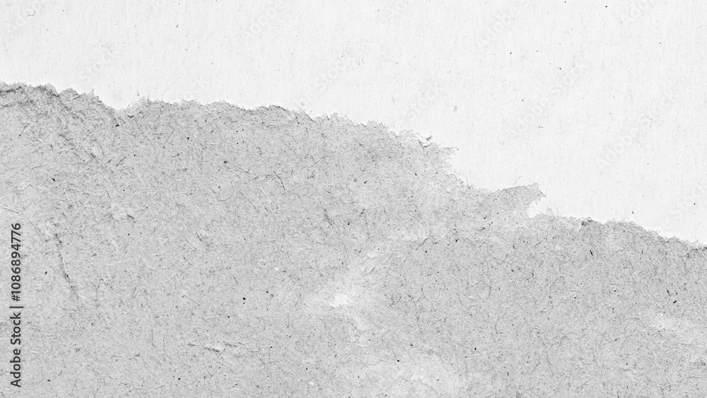 Obraz premium Torn gray white paper cardboard message background page with rough edges and blank copy space for text backdrop design element