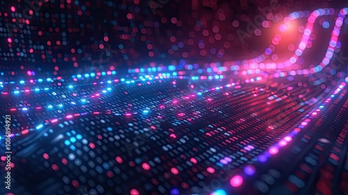 Wallpaper Mural Digital landscape with flowing binary code streams Torontodigital.ca