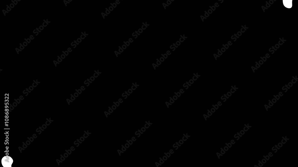 Handdrawn white liquid transition on black background animation