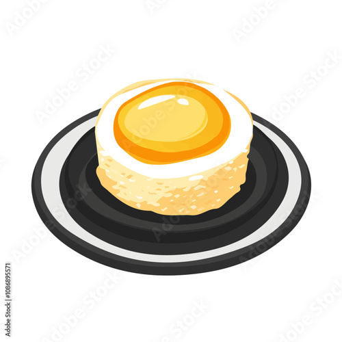 Simple flat 2D illustration of Tamago sweet egg omelet sushi isolated on a white background, vector 2D 