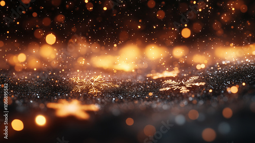 Sparkling Golden Snowflakes Christmas Background