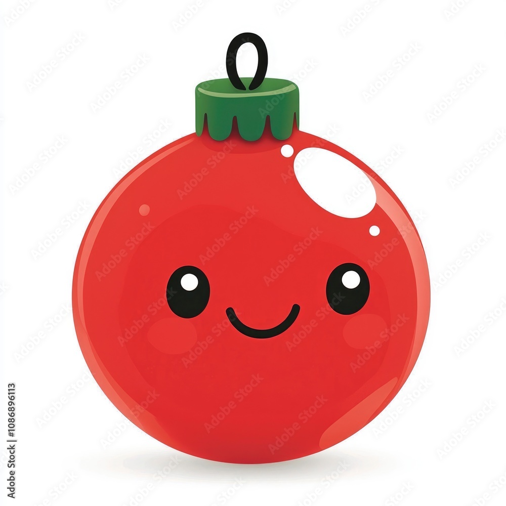 Cute Cartoon Christmas Ornament with Happy Face Cute Cartoon Christmas Ornament with Happy Face