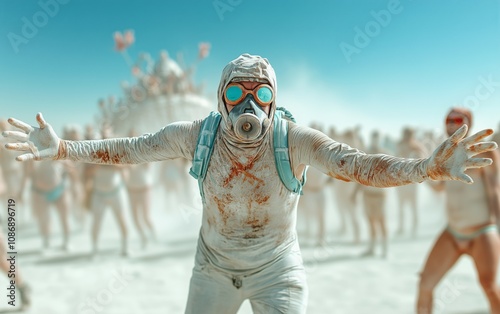 Dusty Festival Goer Embraces the Celebration photo