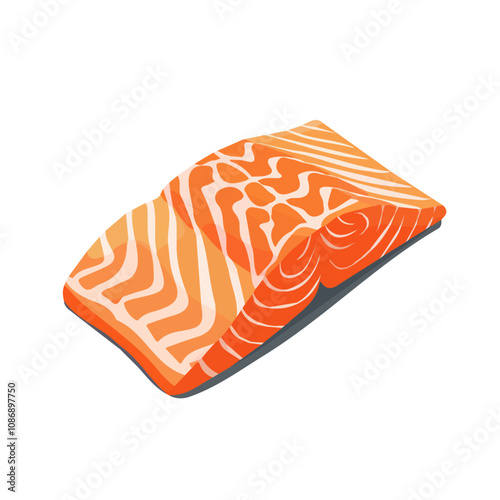 Simple flat 2D icon teriyaki salmon fillet isolated on a transparent background, vector, animation design, vector, flat design, animation design, simple flat 2D icon, minimalist design