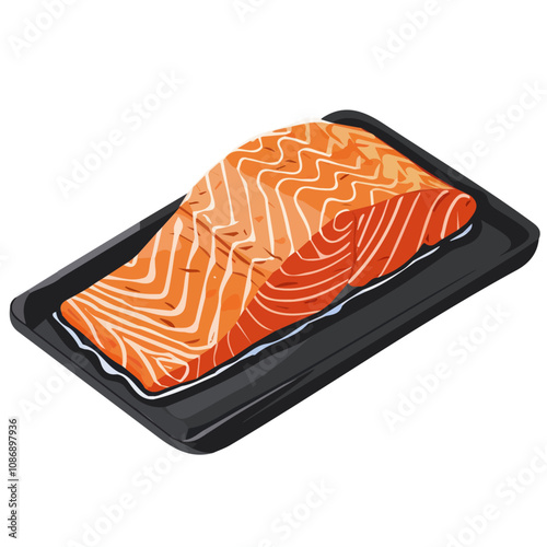 Simple flat 2D icon teriyaki salmon fillet isolated on a transparent background, vector, animation design, vector, flat design, animation design, simple flat 2D icon, minimalist design