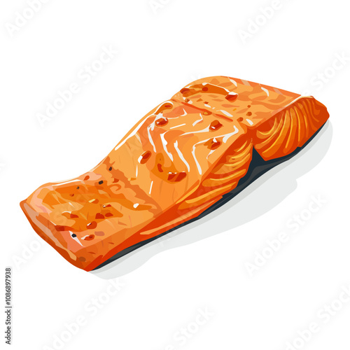 Simple flat 2D icon teriyaki salmon fillet isolated on a transparent background, vector, animation design, vector, flat design, animation design, simple flat 2D icon, minimalist design