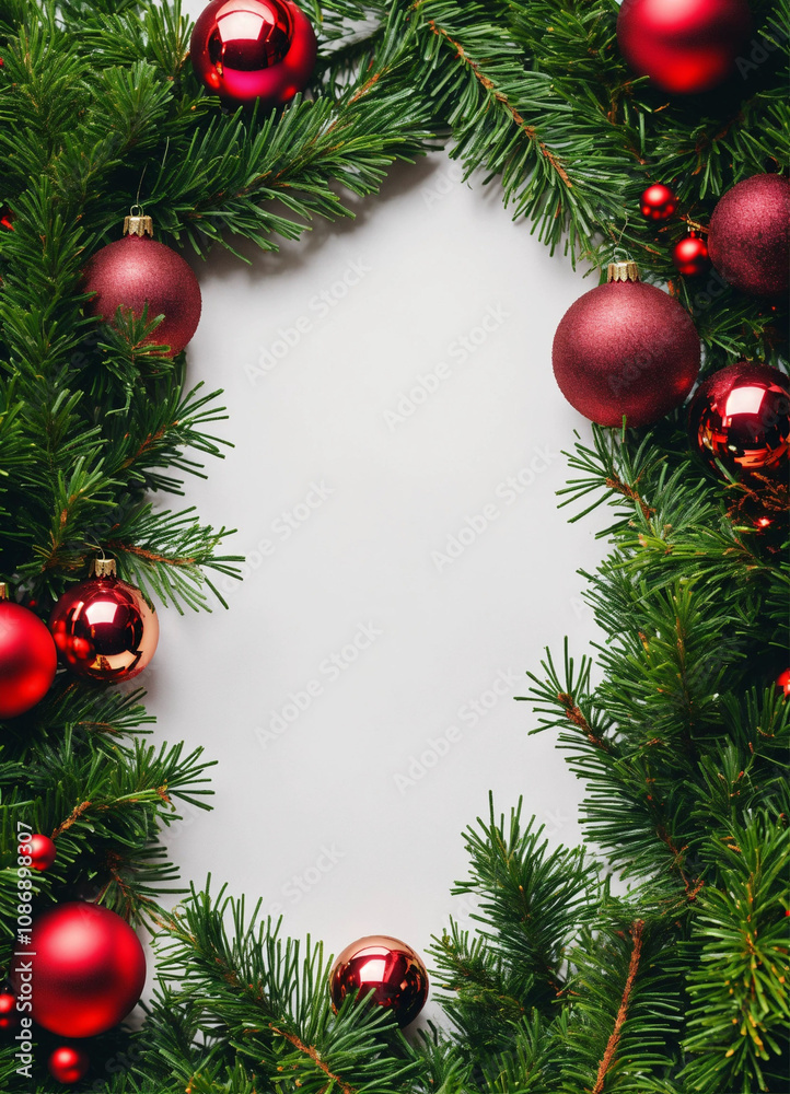 a Christmas border of evergreen branches on a white background a Christmas border of evergreen branches on a white background