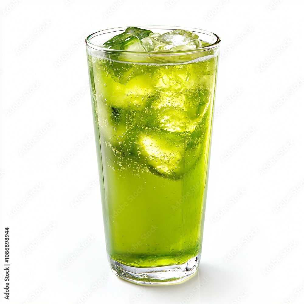 Refreshing Green Iced Drink in Tall Glass Refreshing Green Iced Drink in Tall Glass