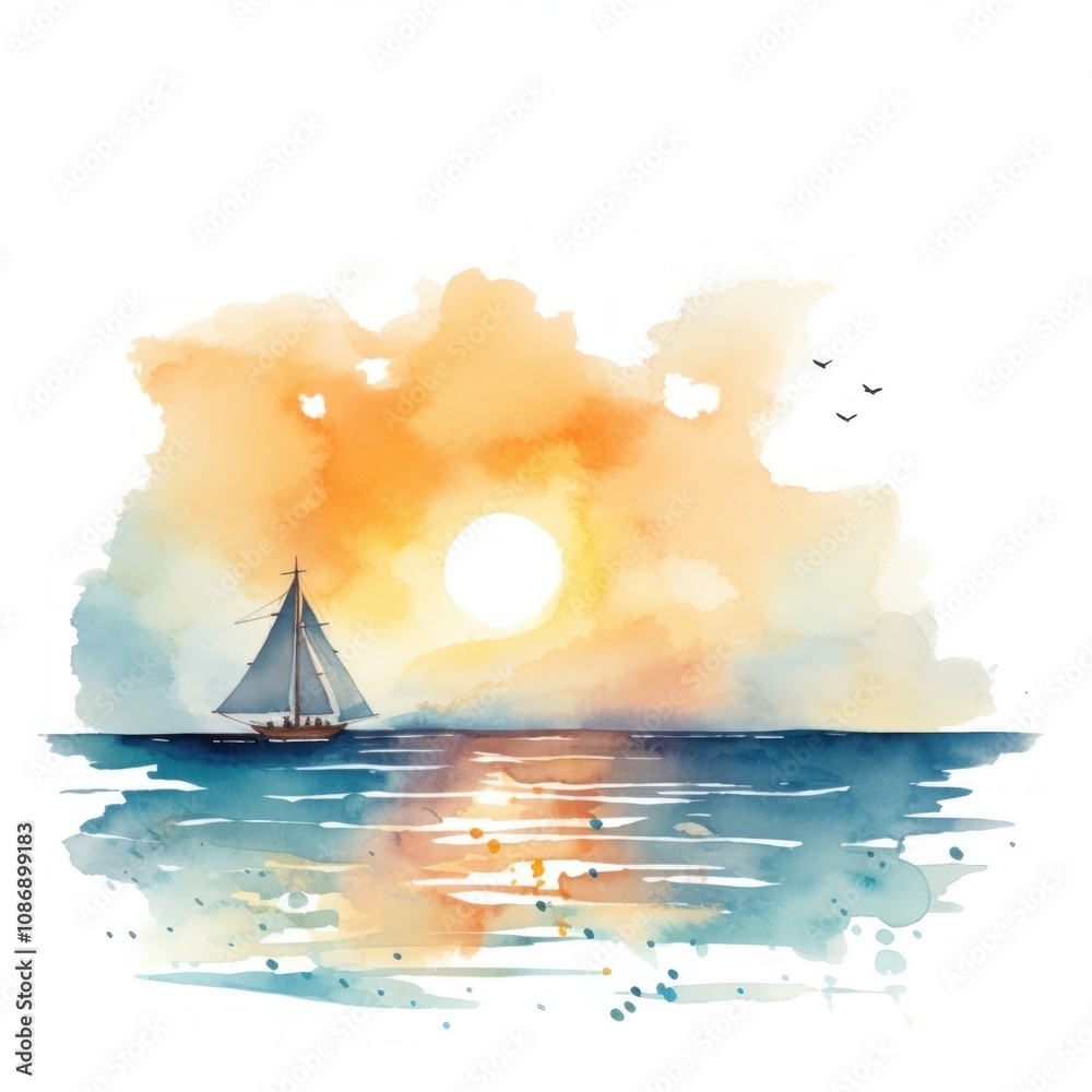 Naklejka premium Sea watercraft sunlight seascape.