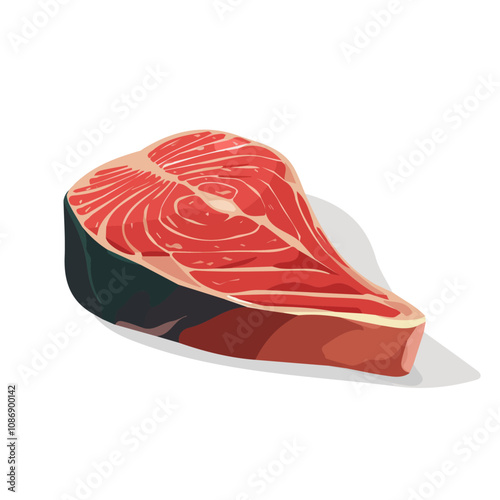 Simple flat 2D icon tuna steak isolated on  a white background, 2D flat illustration, food vector