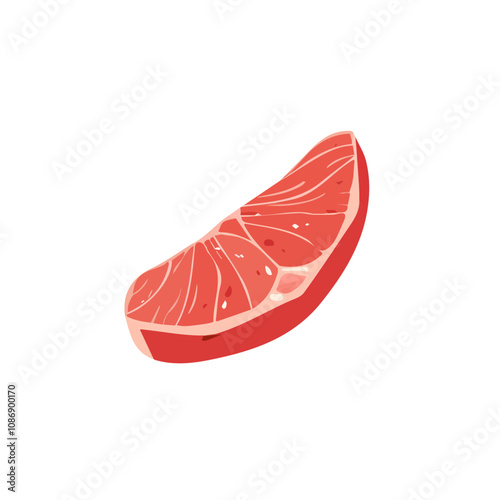 Simple flat 2D icon tuna steak isolated on  a white background, 2D flat illustration, food vector