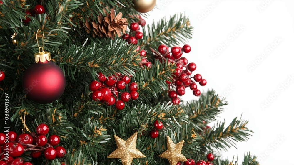 Decorative Christbaum with red berries, arrows, and stars
Decorative Christbaum with red berries, arrows, and stars