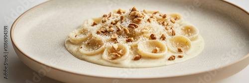 Croxetti Pasta with Walnut Cream Sauce and Toasted Nuts