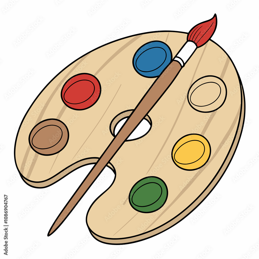 An illustration featuring a colorful paint palette alongside a paintbrush, symbolizing artistic creativity and expression. An illustration featuring a colorful paint palette alongside a paintbrush, symbolizing artistic creativity and expression.