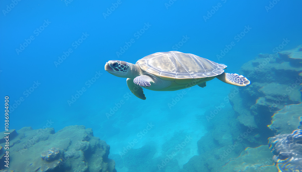 Fototapeta premium swimming turtle 