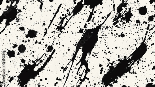 Textured seamless pattern with ink spatters in black and white
