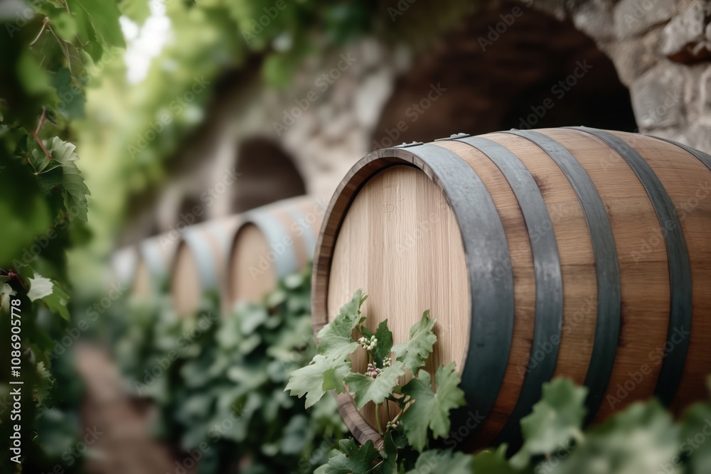 Wine Barrels in Vineyard Cellar Wine Barrels in Vineyard Cellar